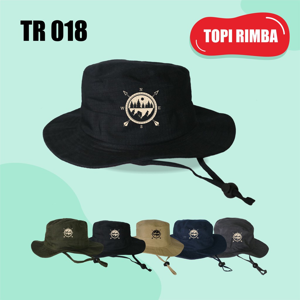 Topi Rimba Gambar Kompas Hutan Rimba Hat Topi Gunung Pria Wanita Original Peci Miki Collection