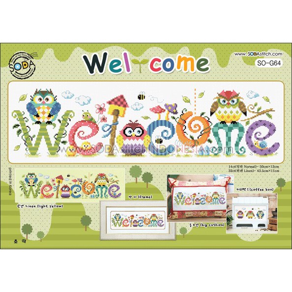 Paket DIY Craft Sulam Kristik Strimin Sodastitch SO-G64 - Welcome Owl Burung Hantu