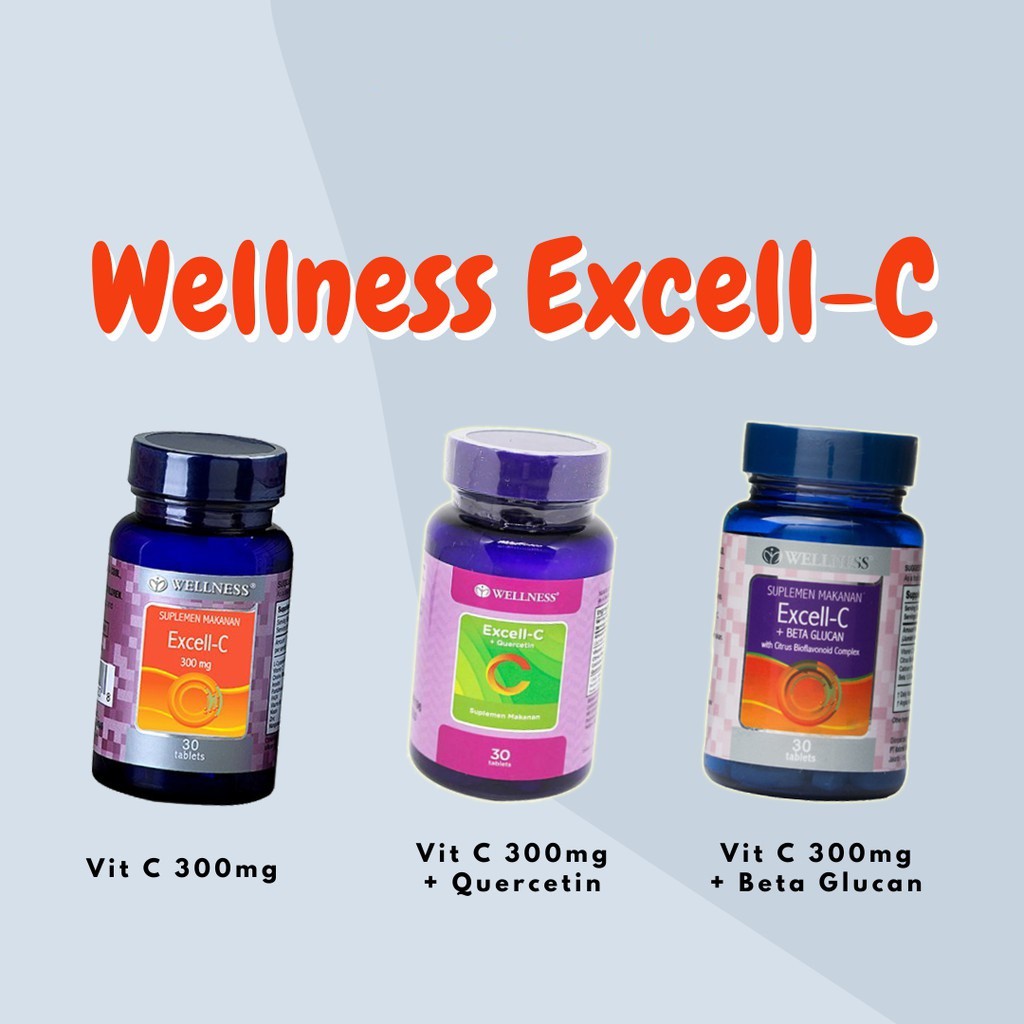 Wellness EXCELL C + BETA GLUCAN / QUERCETIN 30 Tabs Vitamin / Vit C 300 MG Betaglucan Immune Booster