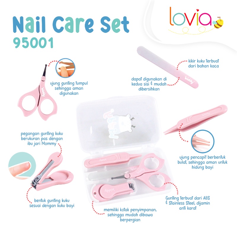 Kiddy Manicure Set 5 In 1 / Nail Care Set / Perlengkapan Manikur Bayi -