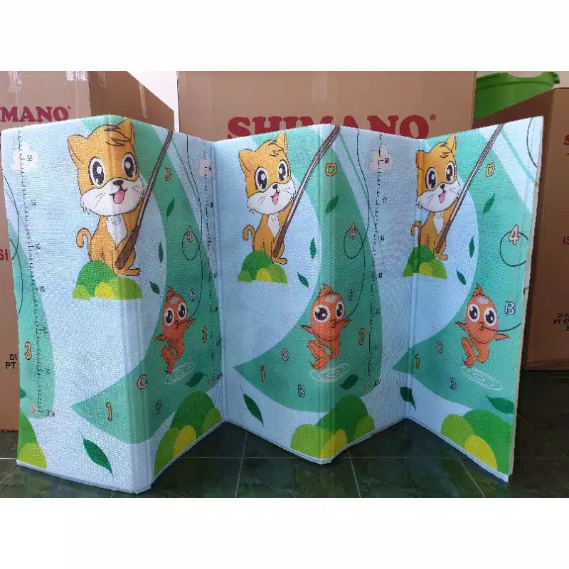PLAYMAT SHIMANO MATRAS LIPAT ANAK BAYI JUMBO SIZE 200x180CM KARPET LIPAT MATRAS BAYI PLAYMATE KARPET Sugarbaby Foldable Baby Playmat (Nature Series) / Playmat Lipat Anak / Karpet Lipat Bayi / Matras Bayi PLAYMAT KARPET LIPAT MATRAS BAYI PLAYMATE KARPET-Kucing Biru