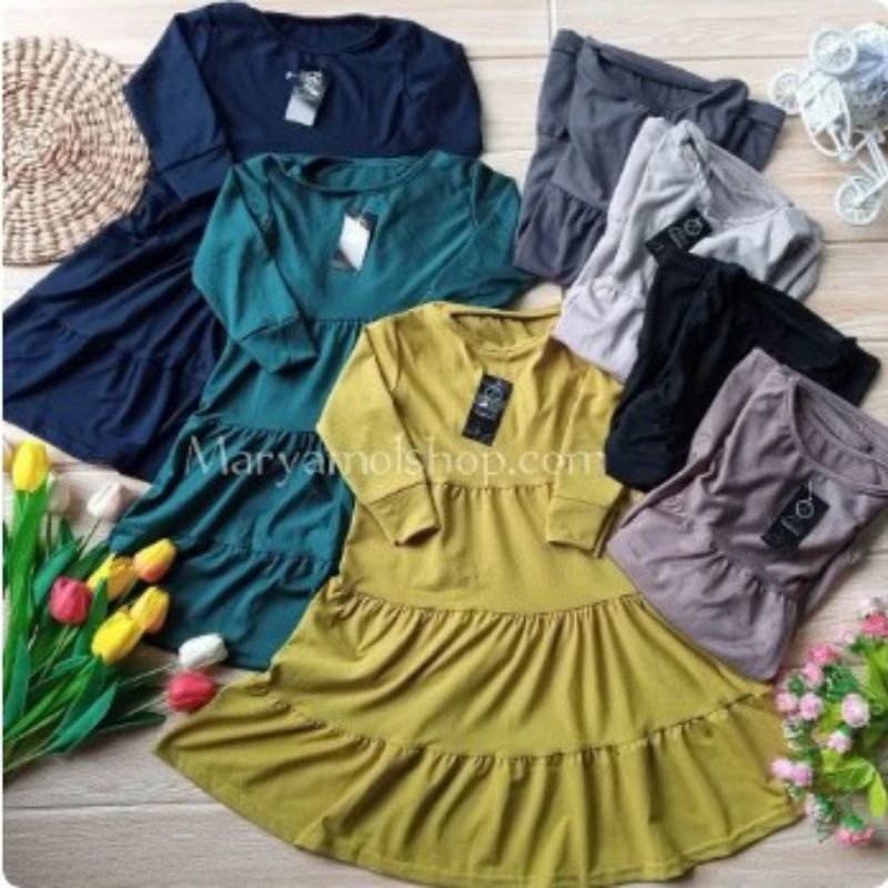 Baju Gamis anak perempuan canda jersey susun usia 1-2 tahun