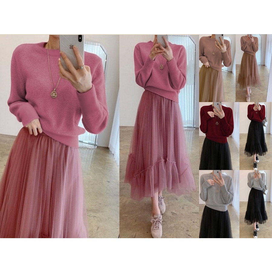 st tutu wulan rok Bahan wedges kult jeruk ld 100cm pj 52cm belakang ada kancing + rok tile pinggang 