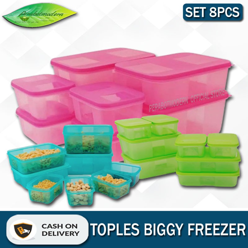 Toples Makanan Biggy Set Of 8pcs / Toples Biggy Freezer Mate