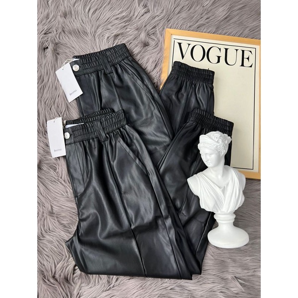 Faux leather jogger