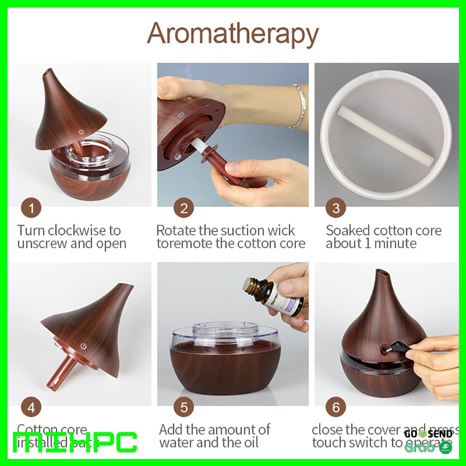Ultrasonic Air Humidifier Aromatherapy Wood Grain 300ml KH98-4