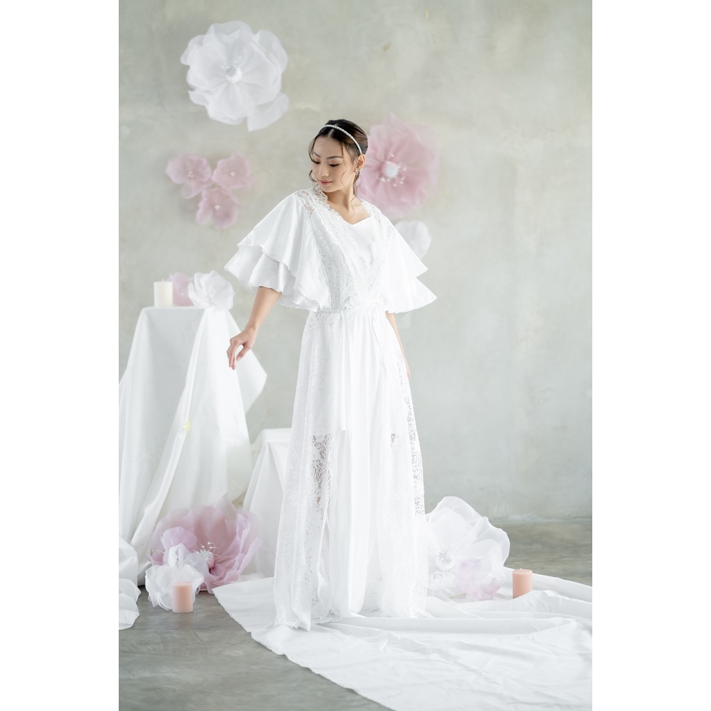 Lorine Slit Robe - FAE Collection- Kimono Pengantin Bride Robe Maternity Robe Premium Wedding Robe