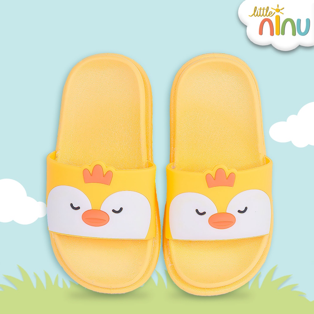 LITTLE NINU Sandal Jelly Anak Slip On Slipper Karakter Penguin