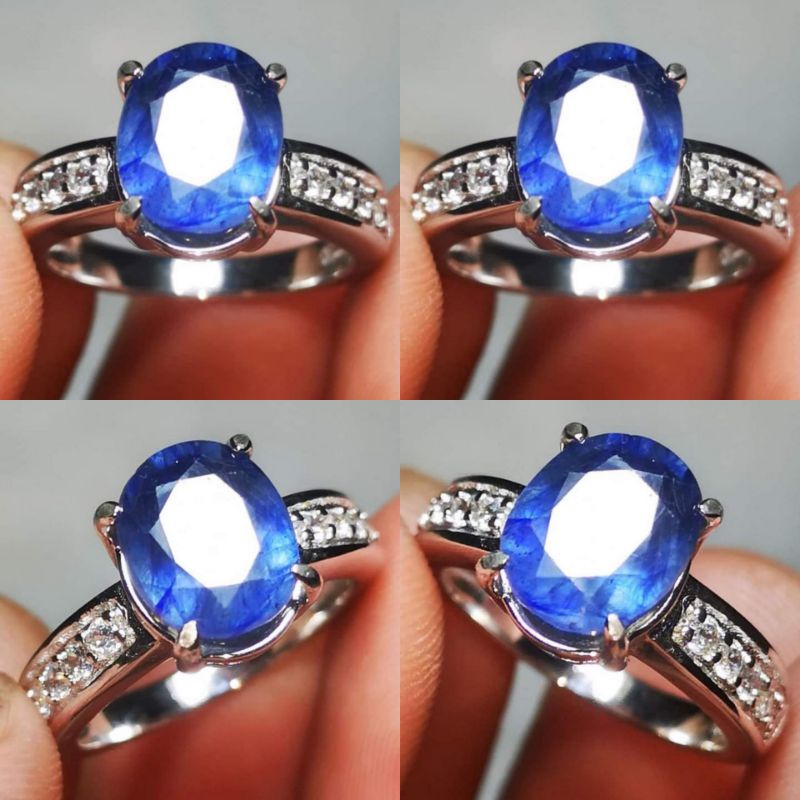 Batu Cincin Wanita Blue Safir Asli Natural Bukan lab Super Mewah teurah