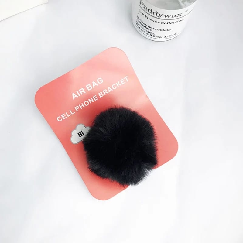 Pop Socket Bulu Holder Pom Pom Bulu Warna Warni