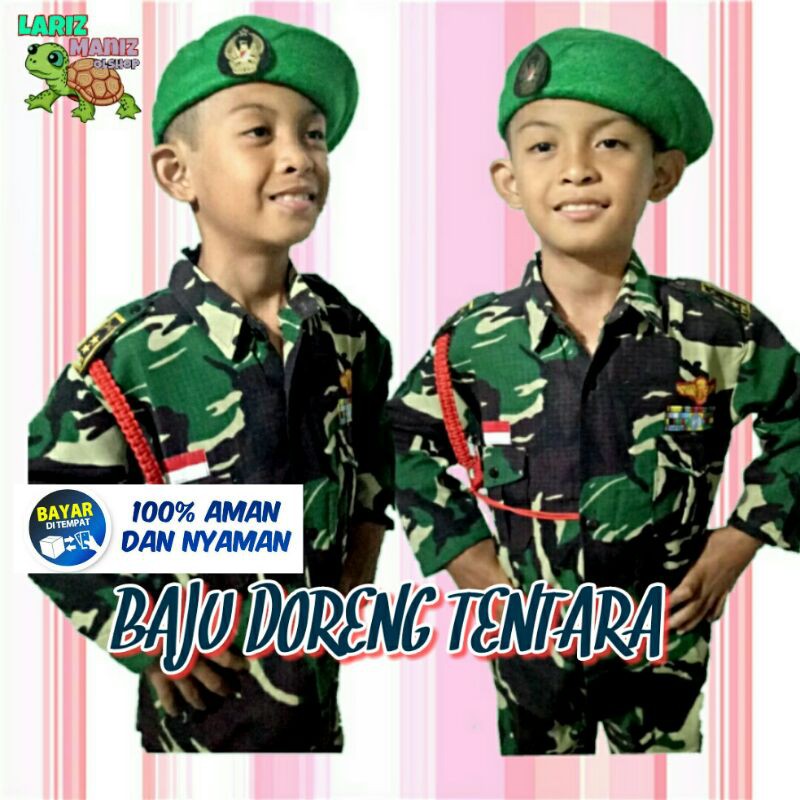 BAJU  TNI  AD  DGN BARET HIJAU KOSTUM ANAK SETELAN BAJU    BAJU  TNI  AD  DGN BARET HIJAU KOSTUM ANAK SETELAN BAJU
