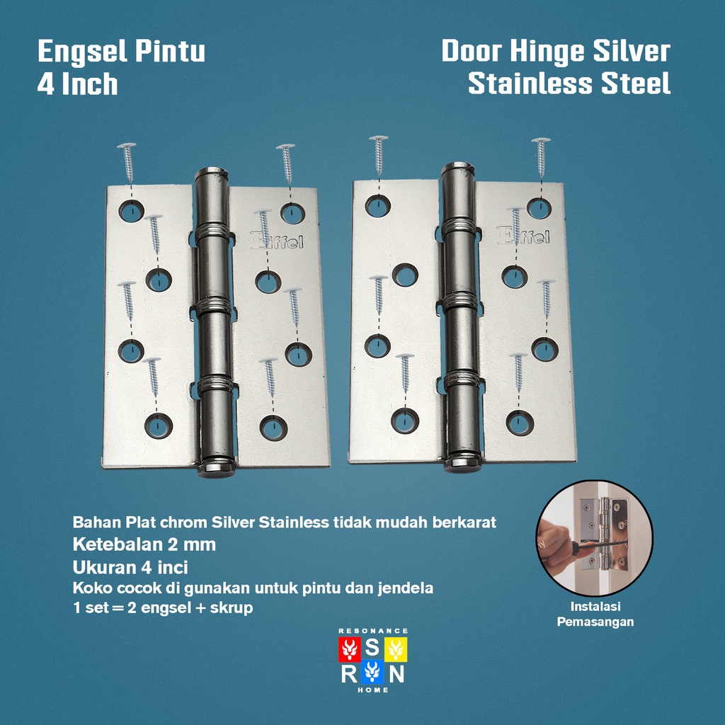 Engsel Pintu / Jendela TEBAL 4 inch SILVER Resonance Home