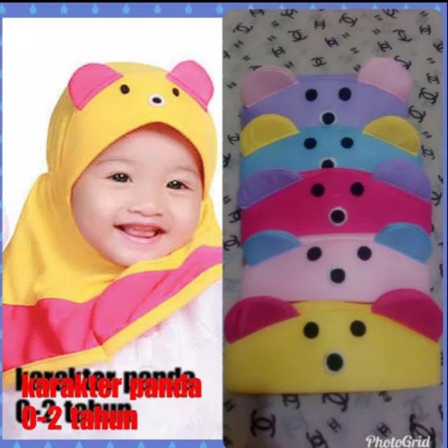Jilbab bayi karakter panda lucu imut grosir