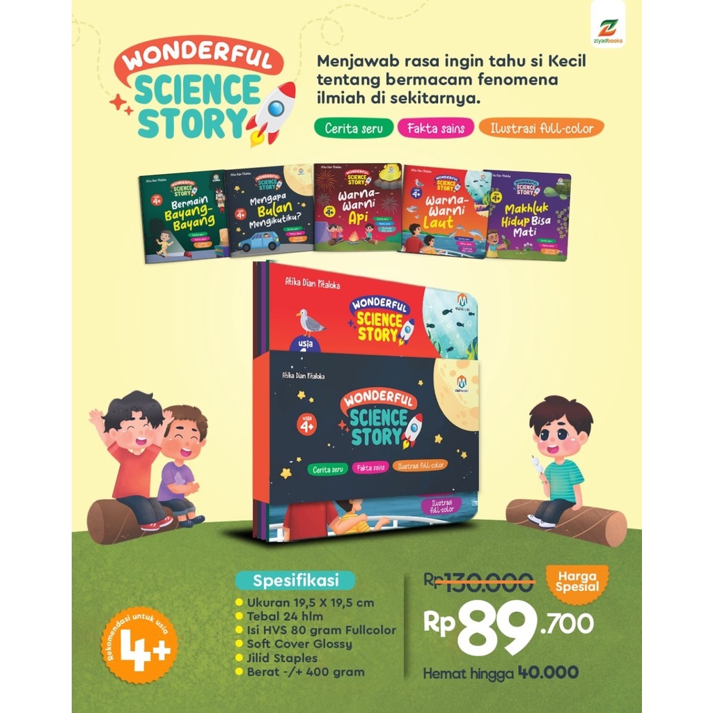 Buku Anak Wonderful Science Story Ziyad Book / Buku Cerita Anak Fenomena Alam / Buku Bacaan Anak Ten