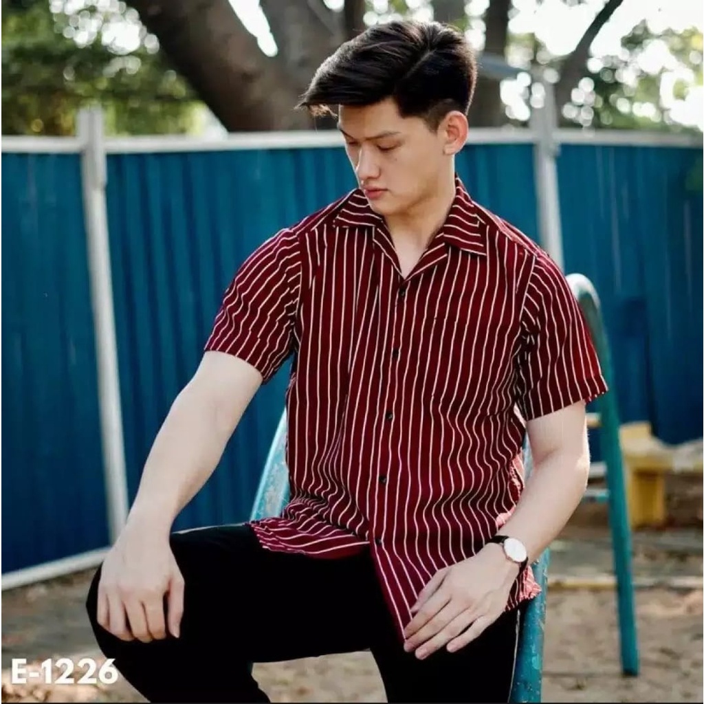 Kemeja Stripe Pria Kemeja Casual Pria Shirt kemeja Pria Salur