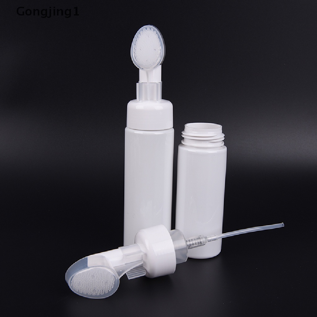 Gongjing1 1pc Botol Pompa Busa Sabun Cair / Mousse Dengan Brush Pembersih