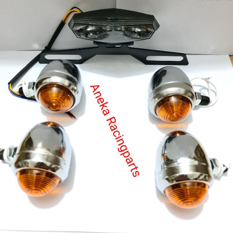 lampu stop variasi rx king tiger cb dll model led 3 in 1 satu set sepasang sen krum depan blkg