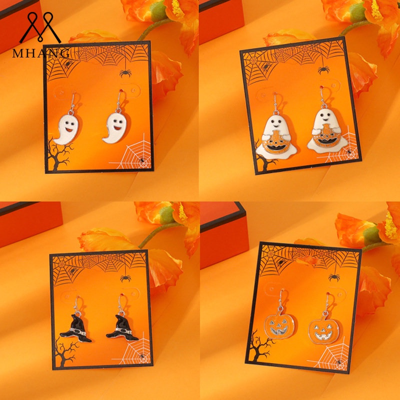 Anting Panjang Bentuk Labu Halloween Untuk Unisex