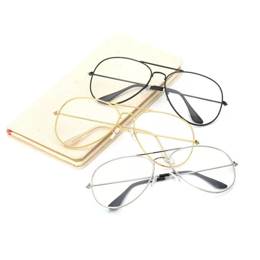 Kacamata Fashion Wanita EG4 Lensa Rangka Transparan Retro Vintage Metal Frame Eyeglasses KM31