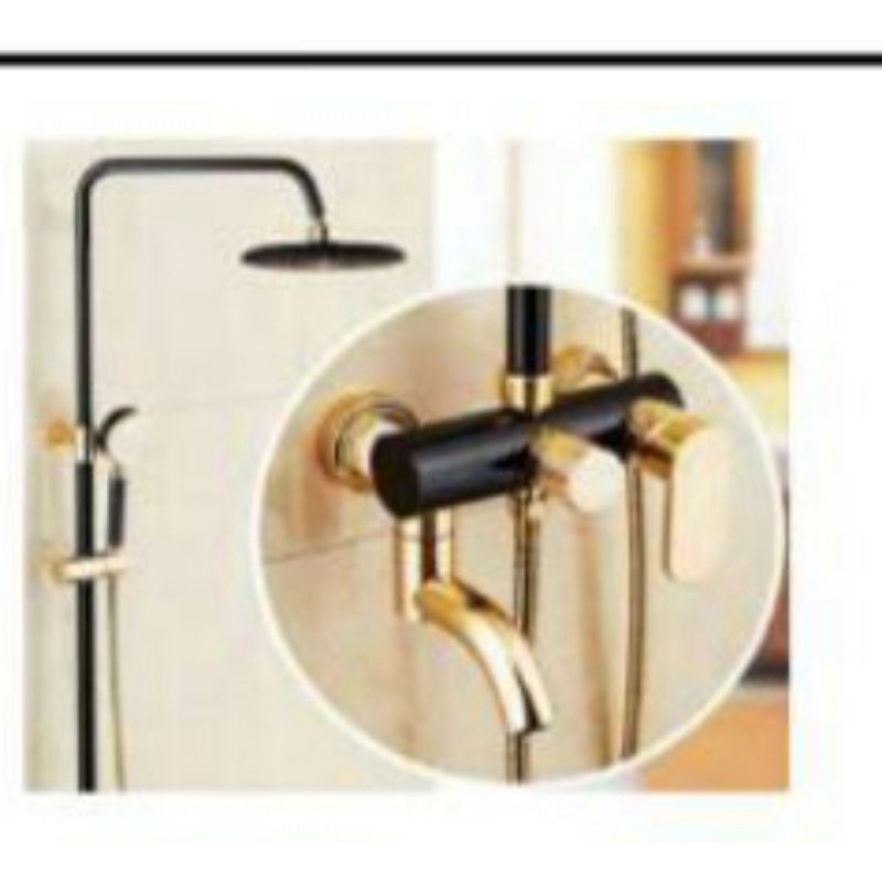 Shower tiang black gold emas / shower tiang hitam gold