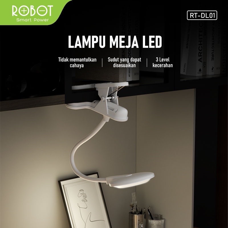 ROBOT Lampu Meja LED Lifestyle RT-DL01 3 Level Cerah 1200mAh - Garansi Resmi 1 Tahun