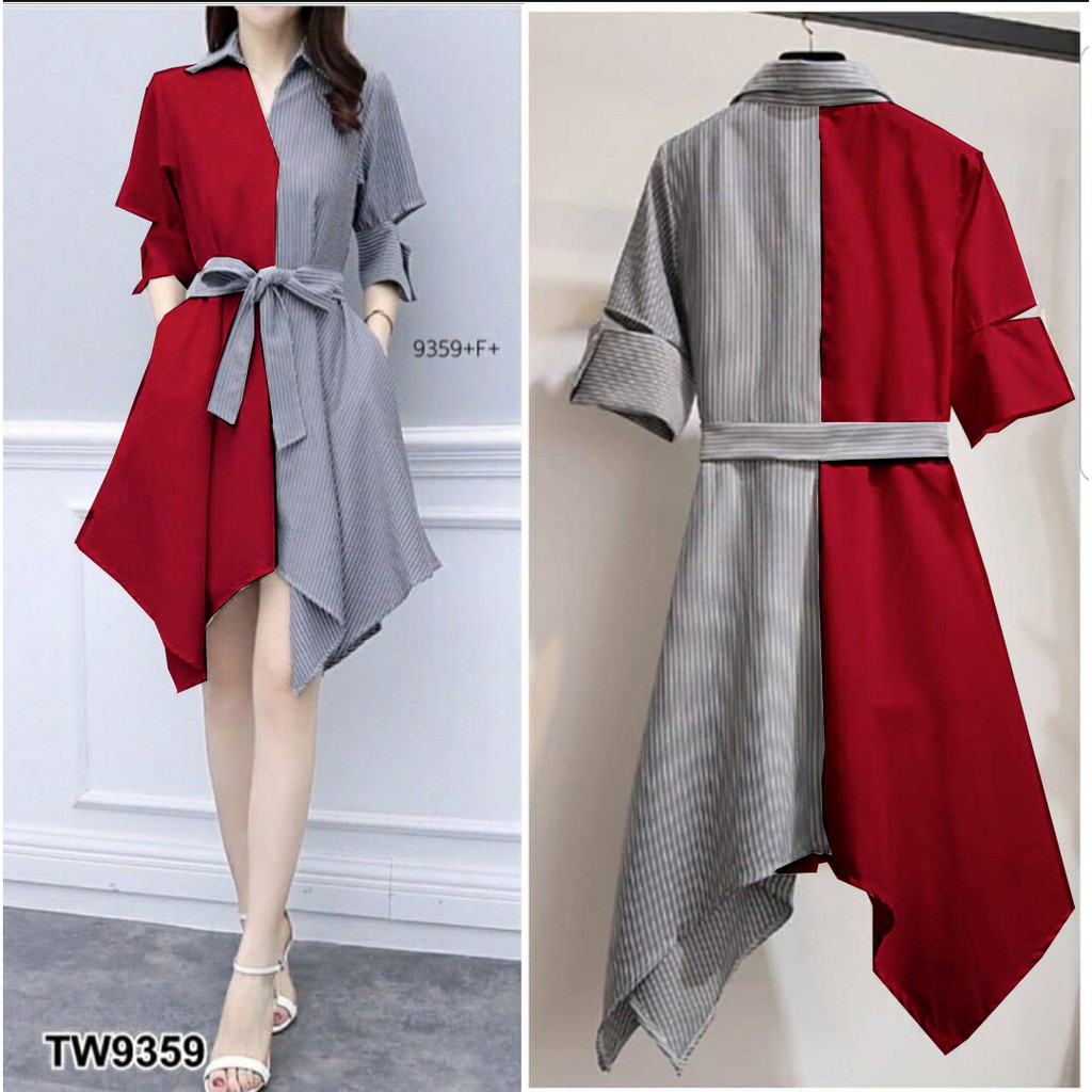 *[HNFK]  Tunik Salur / Tunik Lula / Atasan Tunik / Tunik Kombinasi / Dress Koreaan Style / Baju Atasan Wanita Terbaru