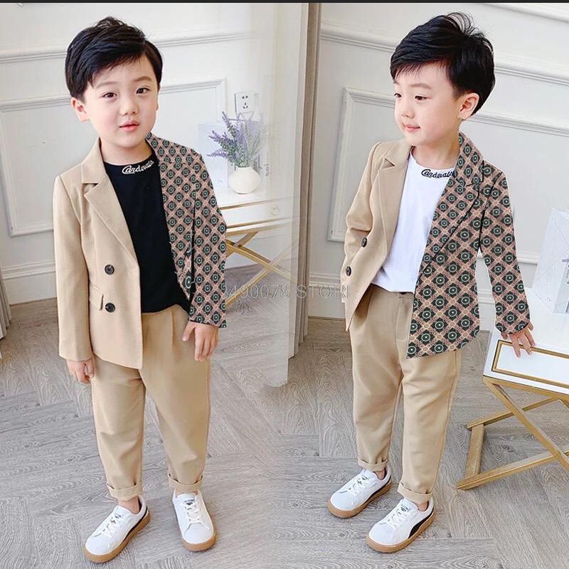 [set carda OT] setelan anak laki laki  baju jas blazer celana katun stretch