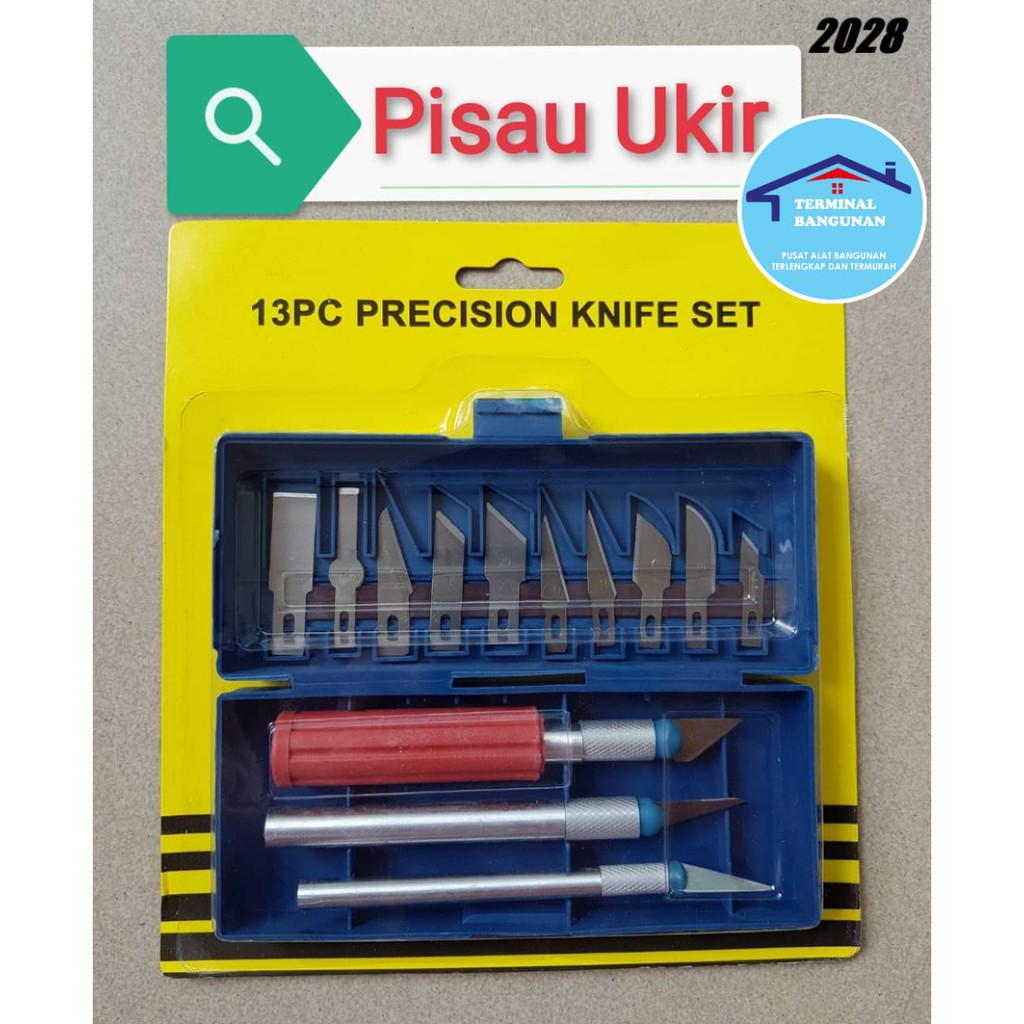 Set Pisau Ukir Seni 13 in 1 Crafting Art Knife with 3 Handle