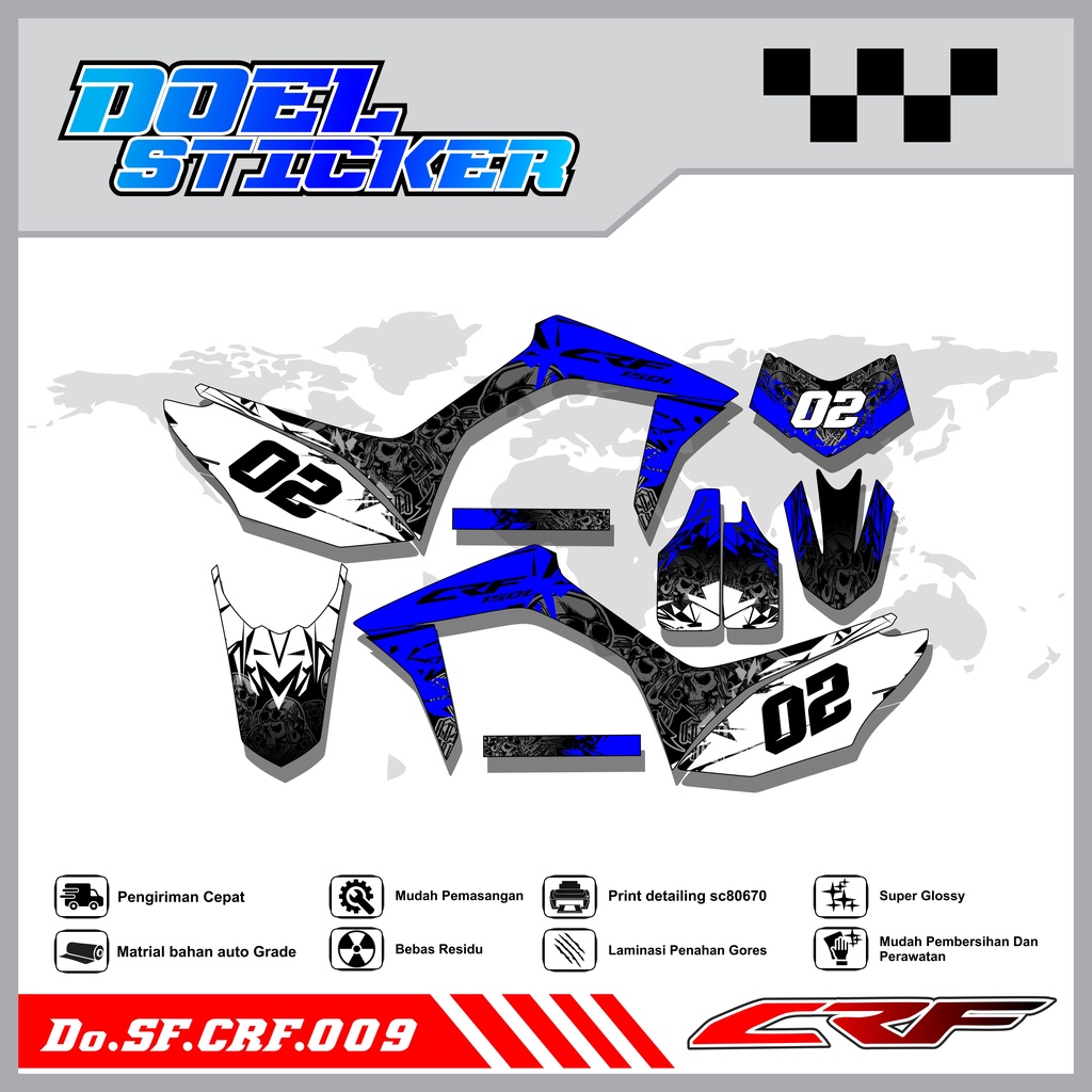Sticker Striping Semifull CRF 150L List Variasi Hologram Pelangi,Crome Doel 009