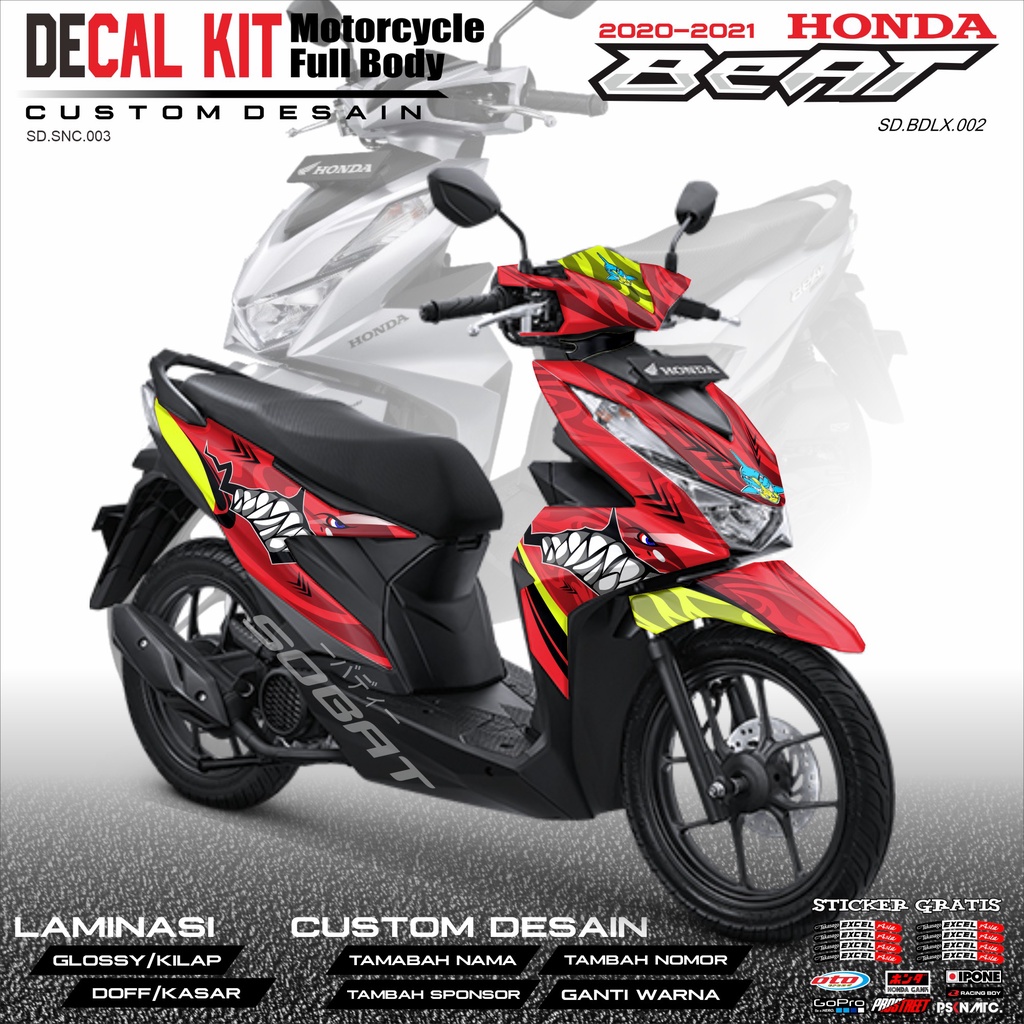 Decal BEAT 2020 - Dekal Stiker Striping Fullbody Fullblock List HONDA BEAT 2020 Custom Desain Shark