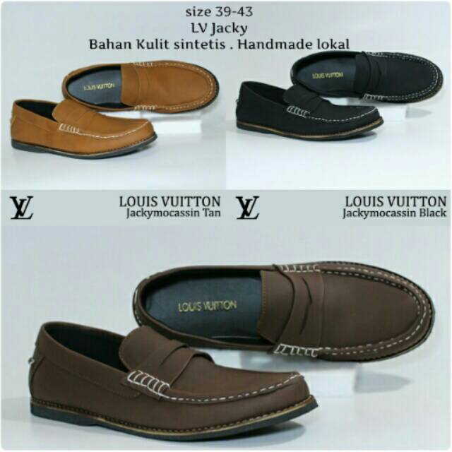 LV Jacky Bahan Kulit sintetis Handmade lokal Sepatu Slop/slipon Pria Galeri Intan Bandung