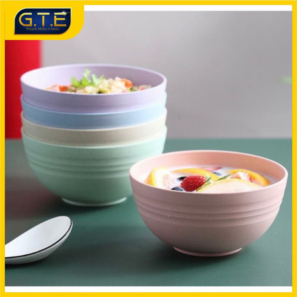 GTE | Mangkok Wheat Straw Bowl | Mangkuk Plastik Microwave Warna Warni | Gandum kokoh | BPA Free | Mangkuk bahan Jerami