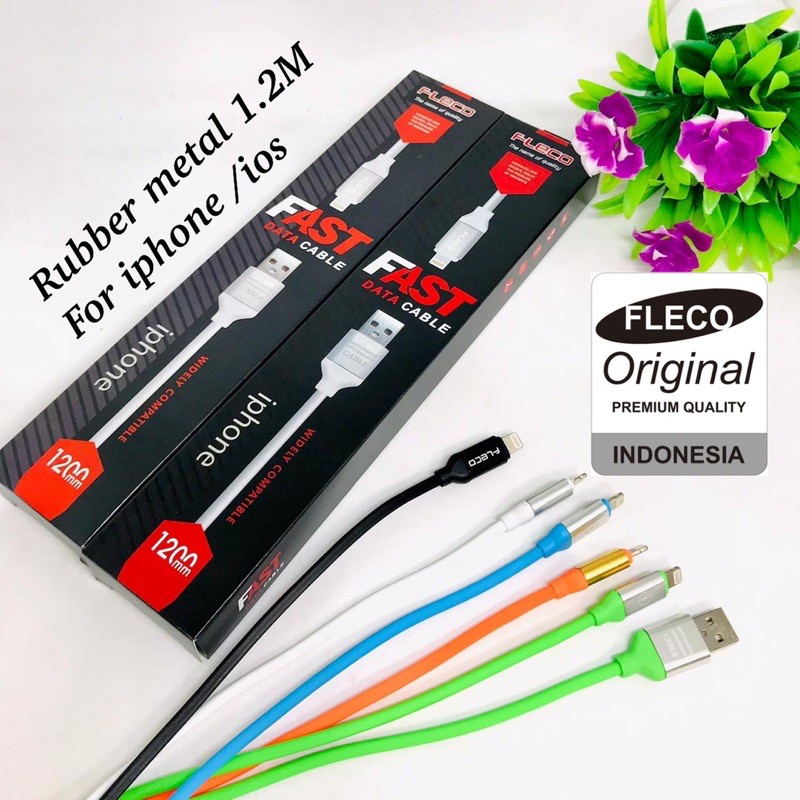 PROMO KABEL DATA LIGHTNING/IOS FLECO RUBBER 120CM FAST CHARGING FC PROMO