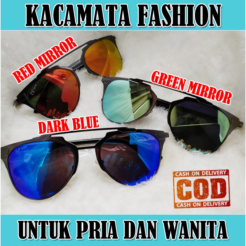 Kacamata Hitam Wanita Pria Fashion Korea Sunglasses Unisex Lens Mirorr Multicolor Kaca mata Gaya