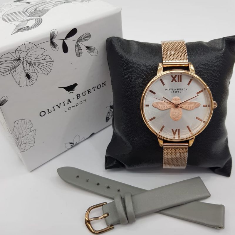 Free Strap Jam Tangan Wanita Analog Olivia Burton Include Box