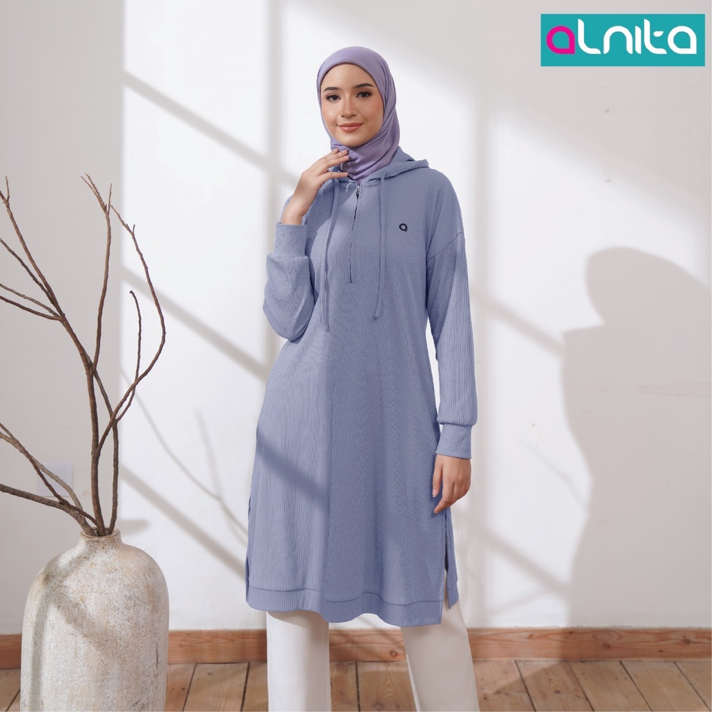 Alnita Tunik Nesta Atasan Trendy Bahan Carol Baju Olahraga Santai Simple OOTD