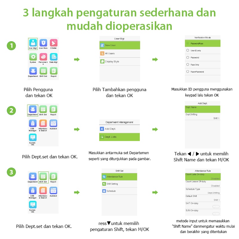 ZKTeco Mesin absensi Akses Kontrol Mesin Absen Wajah Unduh USB/LAN，SSR Excel Software