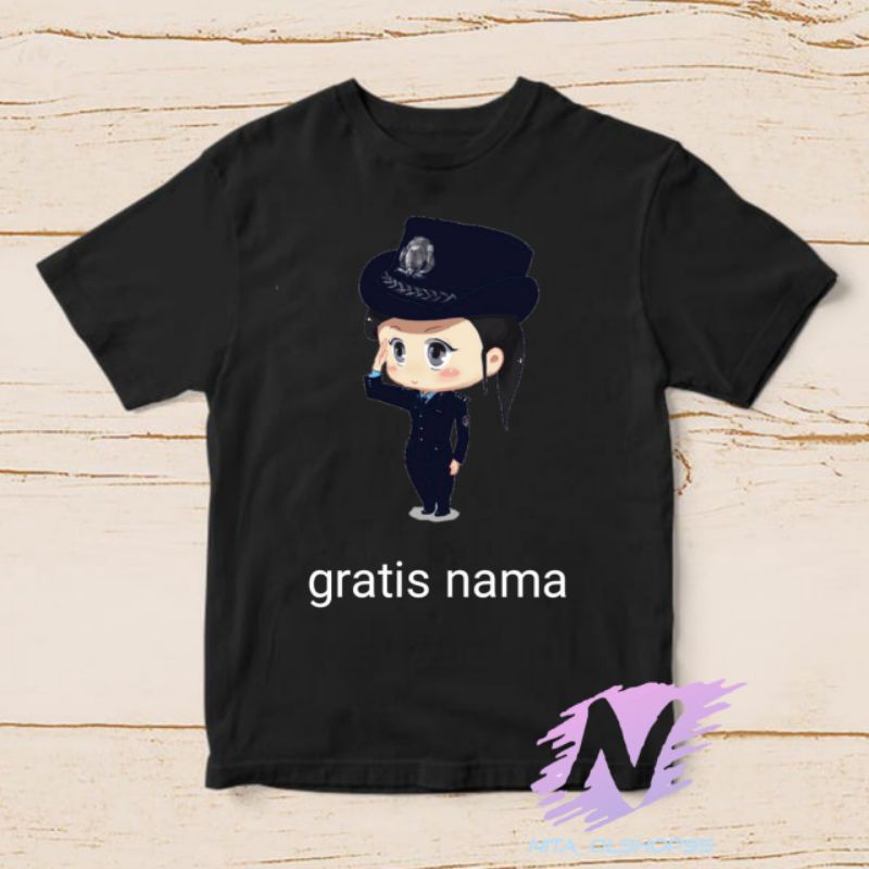 kaos anak animasi polisi perempuan gratis nama