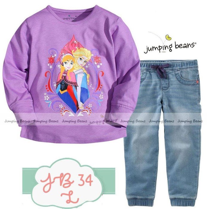 SALE 20% - Setelan Anak Perempuan Jumping Beans (JB) 34 L Elsa & Anna Frozen (MINUS GARIS PUTIH KARE