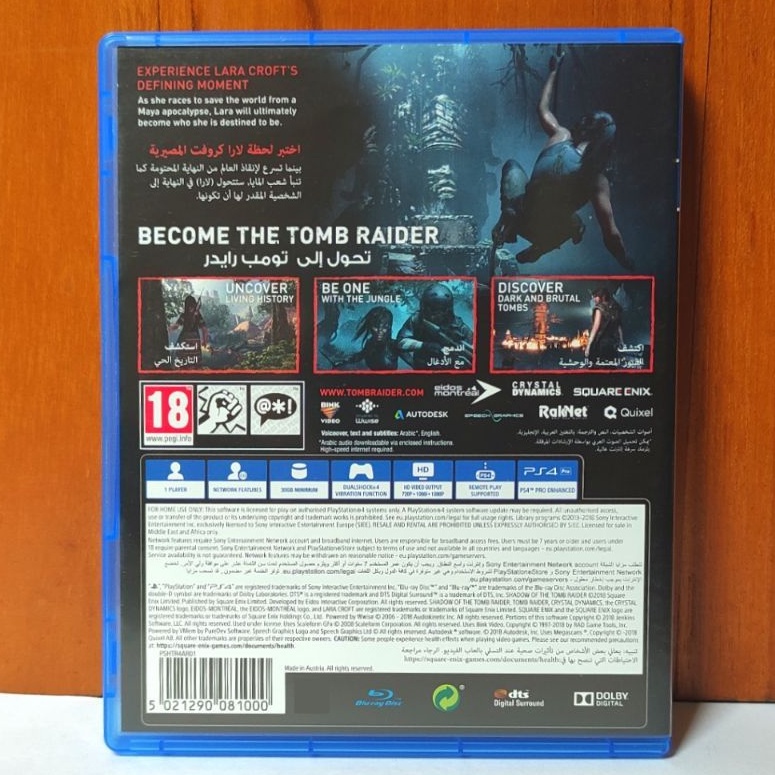 Kaset Shadow of The Tomb Raider PS4 Tombraider Shadows of Tombraiders Kaset Playstation PS 4 5 CD BD Game Games Rise Tom Tomraider Rider rise of