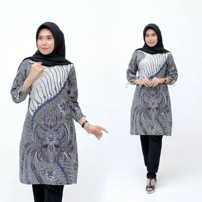 Tunik Batik Wanita Modern Terbaru JUMBO M L XL XXL Atasan Batik Wanita