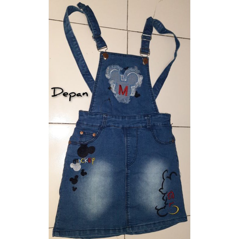 overall rok pendek jeans anak perempuan/rok kodok/jumsuit anak 9 tahun