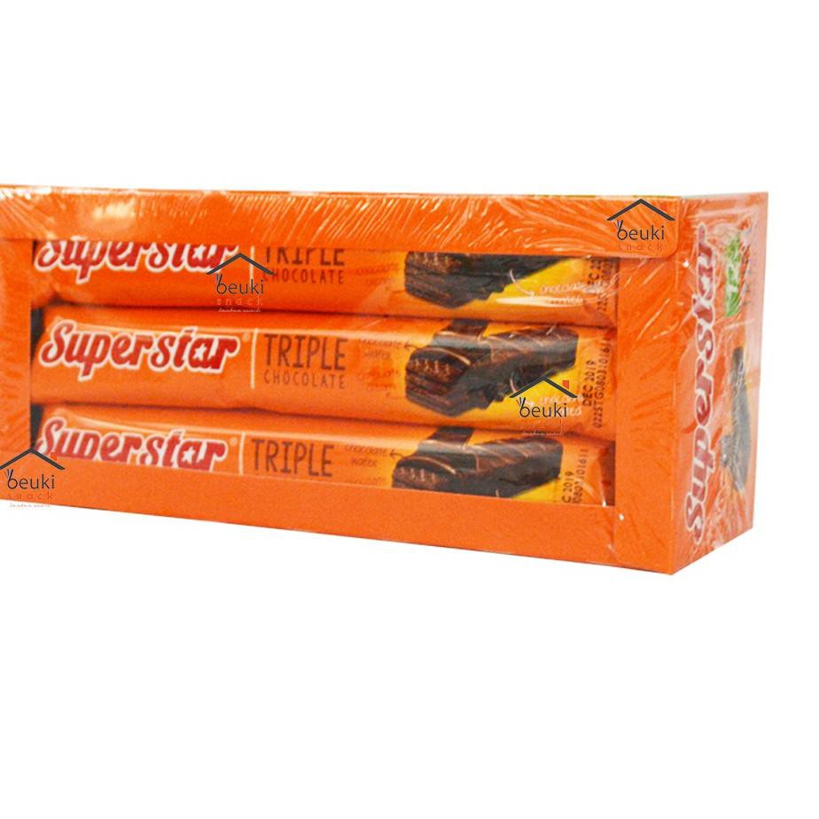 

【Bayar di Tempat】 BOX Superstar Wafer Triple Chocolate Wafer Coklat Lovers Wafer Krim Bersalut Cokla