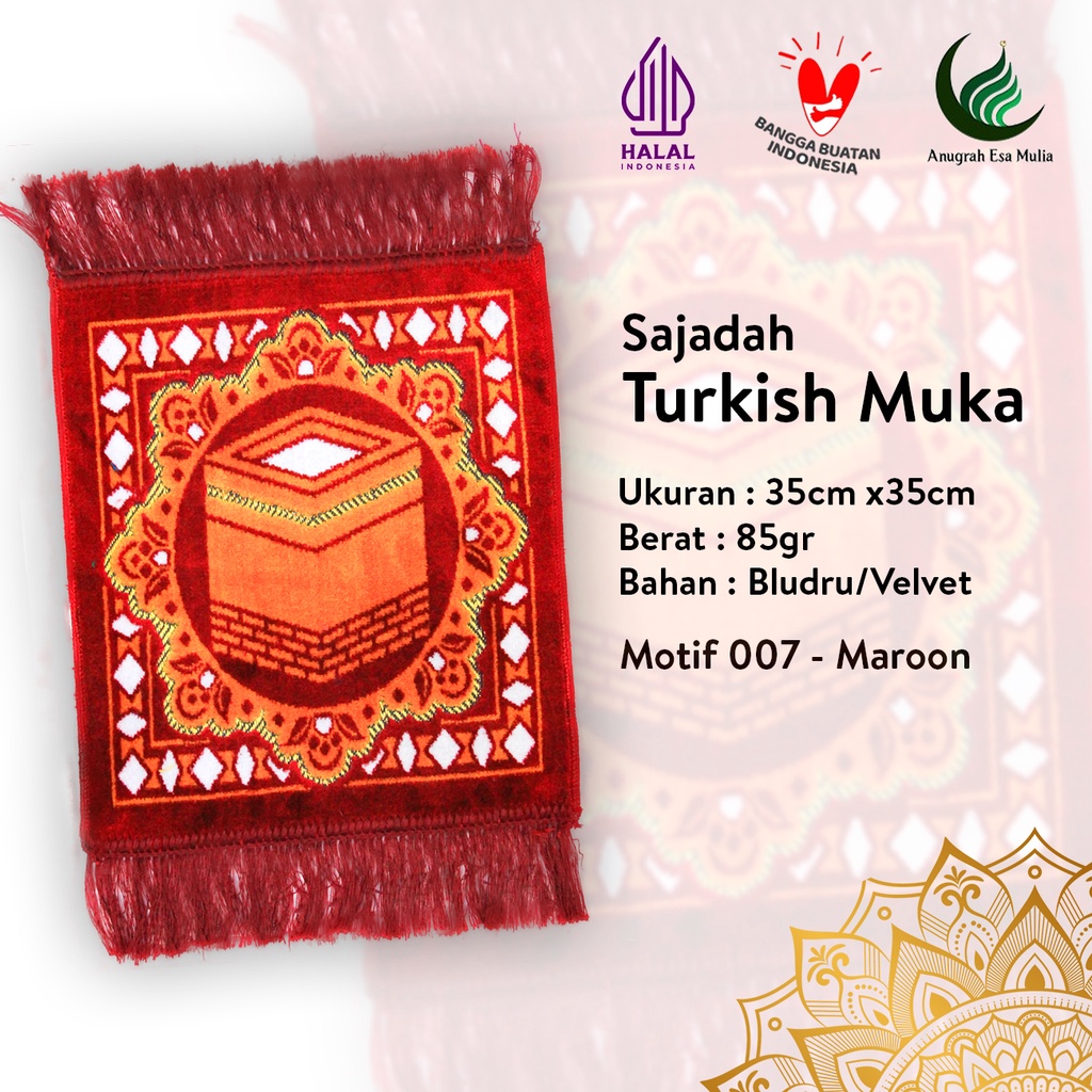 Sajadah Muka Tebal &amp; Lembut | Turkish Muka | Uk. 35x35 | Minimalis | Terlaris | Termurah | Terbaik | Lembut | Tebal | Travel | Simple