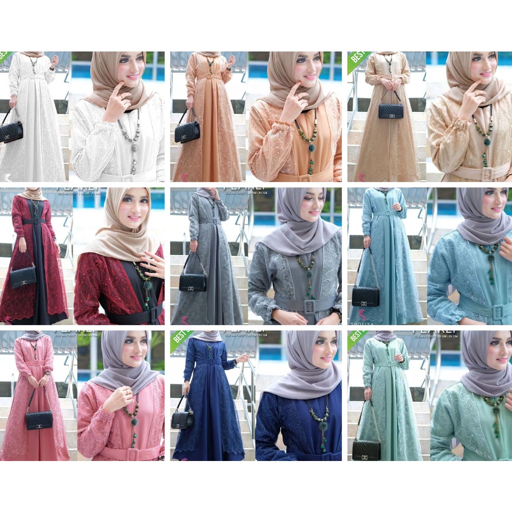 PEARLY DRESS  FIT M L XL XXL Dress Muslim Baju Kondangan Dress Pertemuan Wanita Anak Muda Zipper Dep