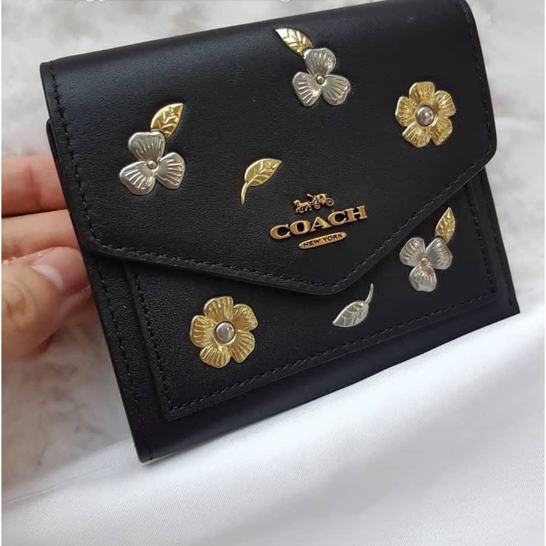 Small Wallet with Painted Fall Floral Print Coach Wallet Donpet Coach