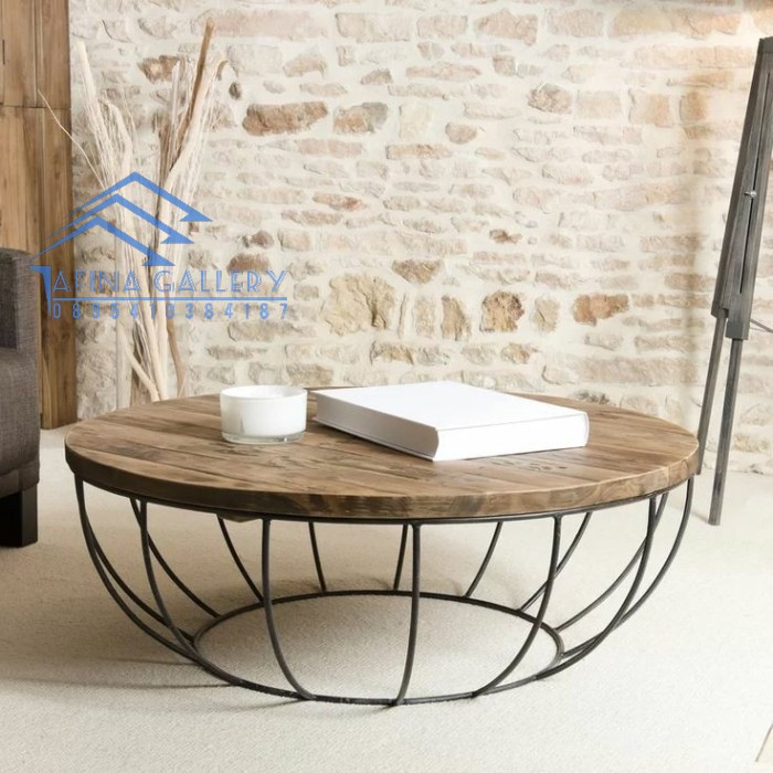 Meja Tamu Kayu Kaki Besi