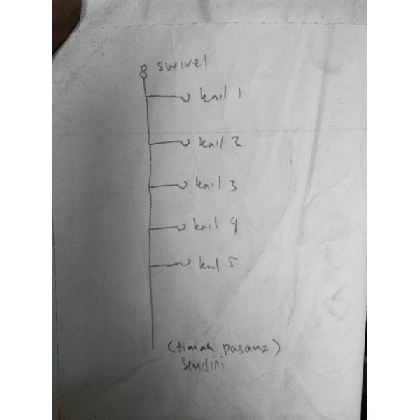 rangkaian pancing cabang 5 rakitan pancing