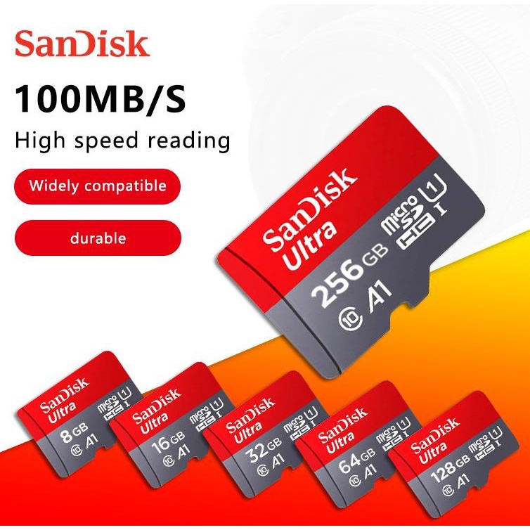 Sandisk Micro SD 512GB / 256GB / 128GB / 64GB / 32GB / 16GB Class 10 UHS-1 A1 TF