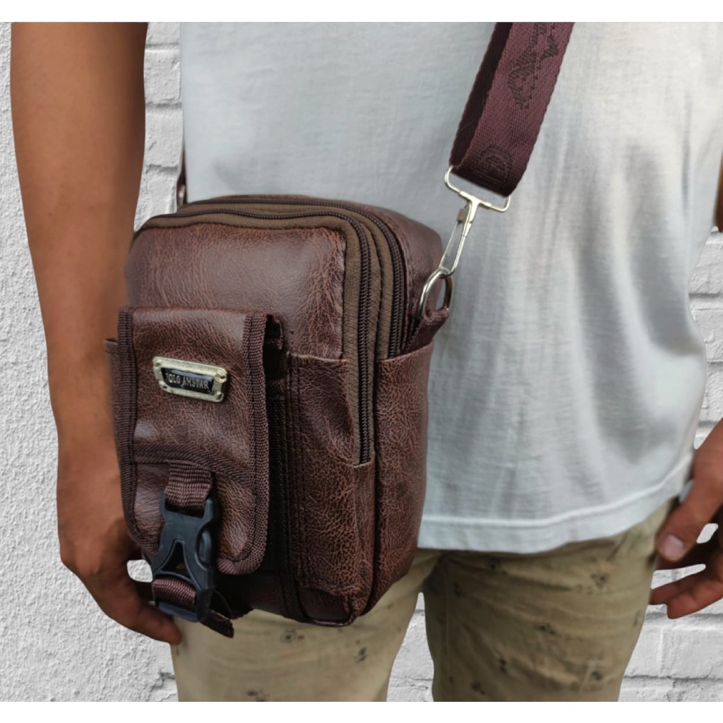 Tas HP Tas Selempang Pria Kulit Sintetis Polo Amstar Tas Handphone